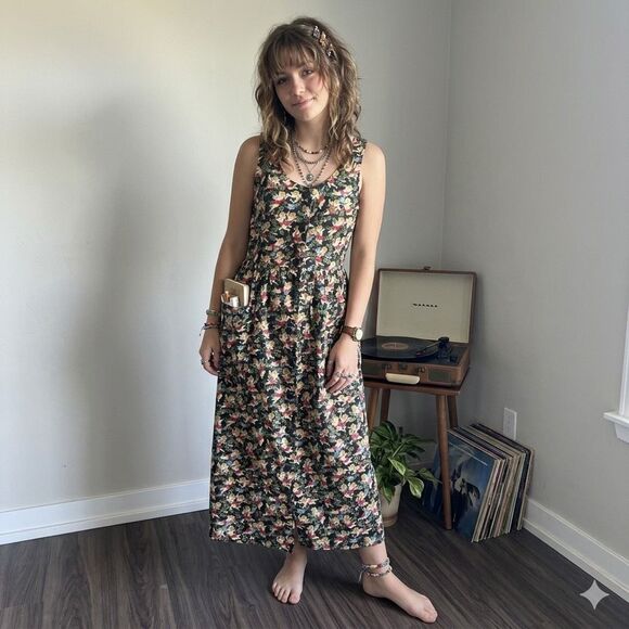 No Brand Dresses & Skirts - Vintage Cherub All Over Print Statement Cottage Core Dress With  Pockets Cotton